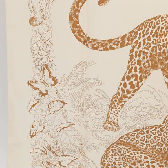 HERMES Carre 90 Scarf JUNGLE LOVE Silk White Auth am6952 - Picture 5 of 16